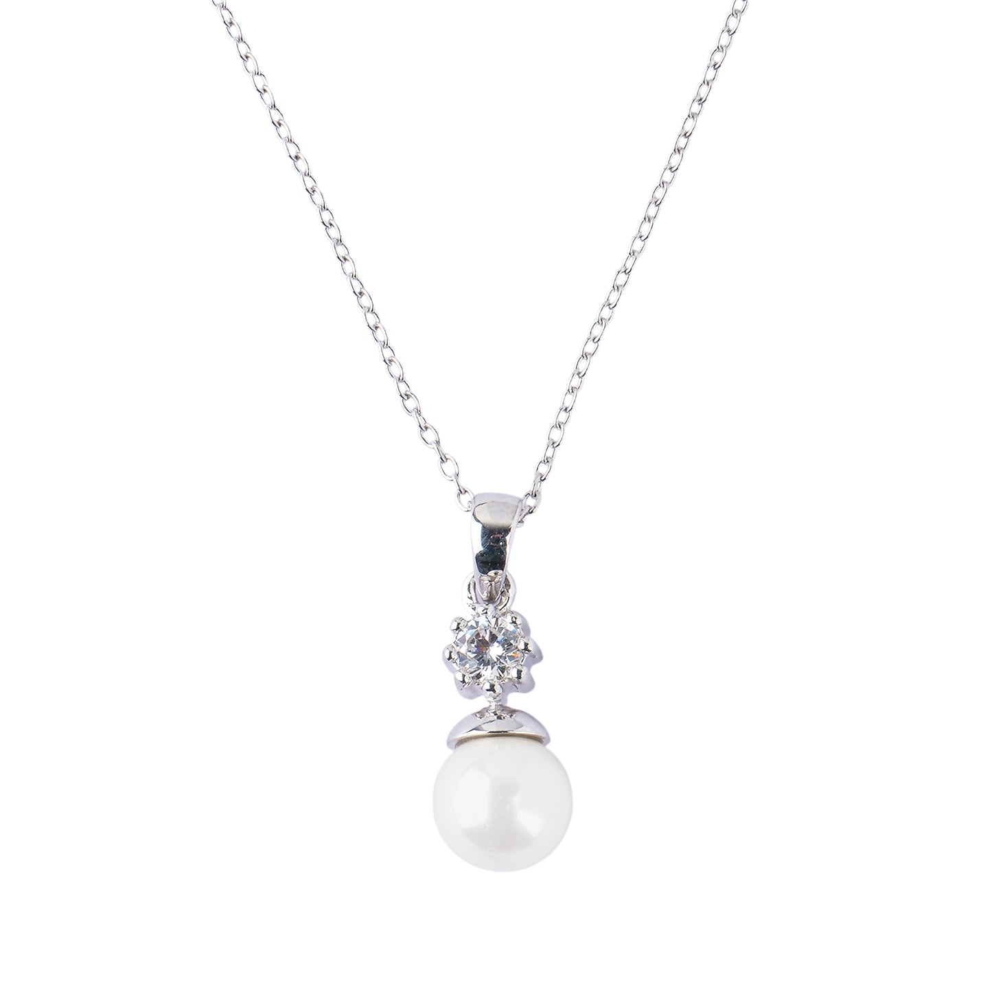 Silver Classic Pearl Pendant Necklace