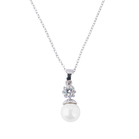 Silver Classic Pearl Pendant Necklace