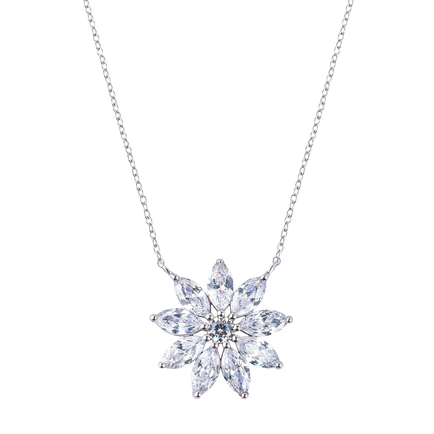 Silver Hanna Floral Pendant Necklace
