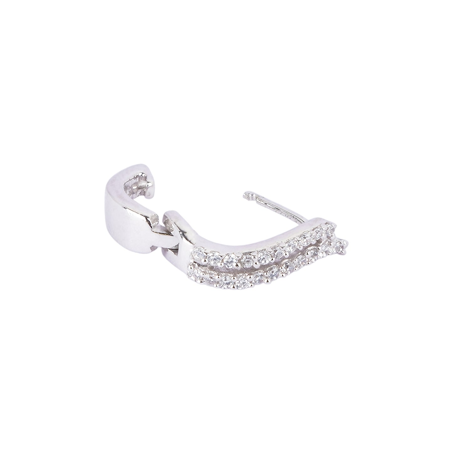 Silver Roza Huggie Earring