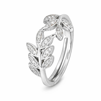 Silver Leaf Loop Ring