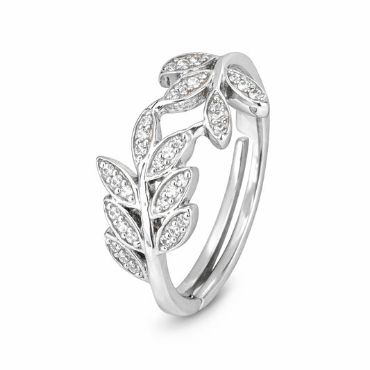 Silver Leaf Loop Ring