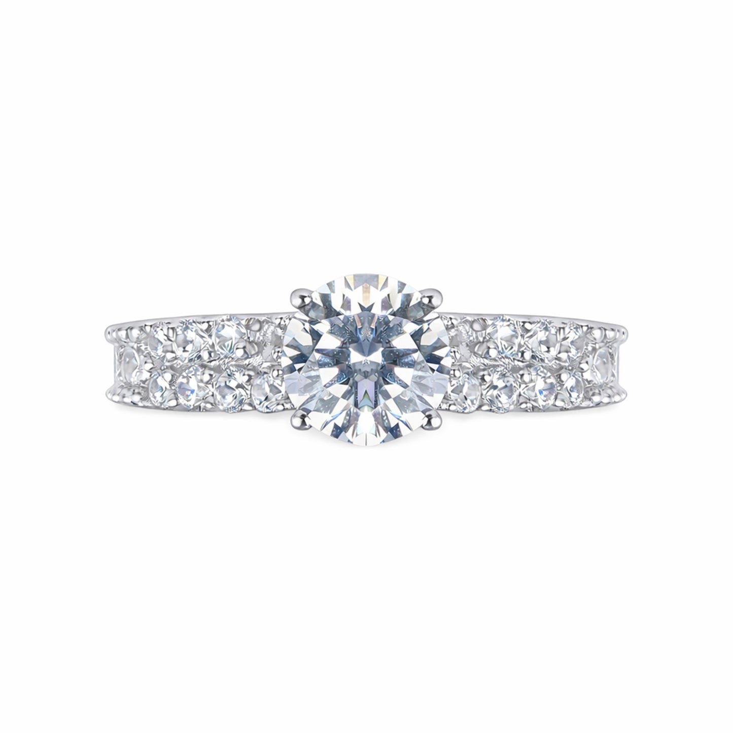 Silver Twin Spark Solitaire Ring