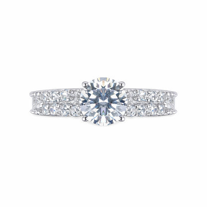 Silver Twin Spark Solitaire Ring