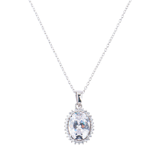 Silver Myra Mirror Solitaire Pendant Necklace