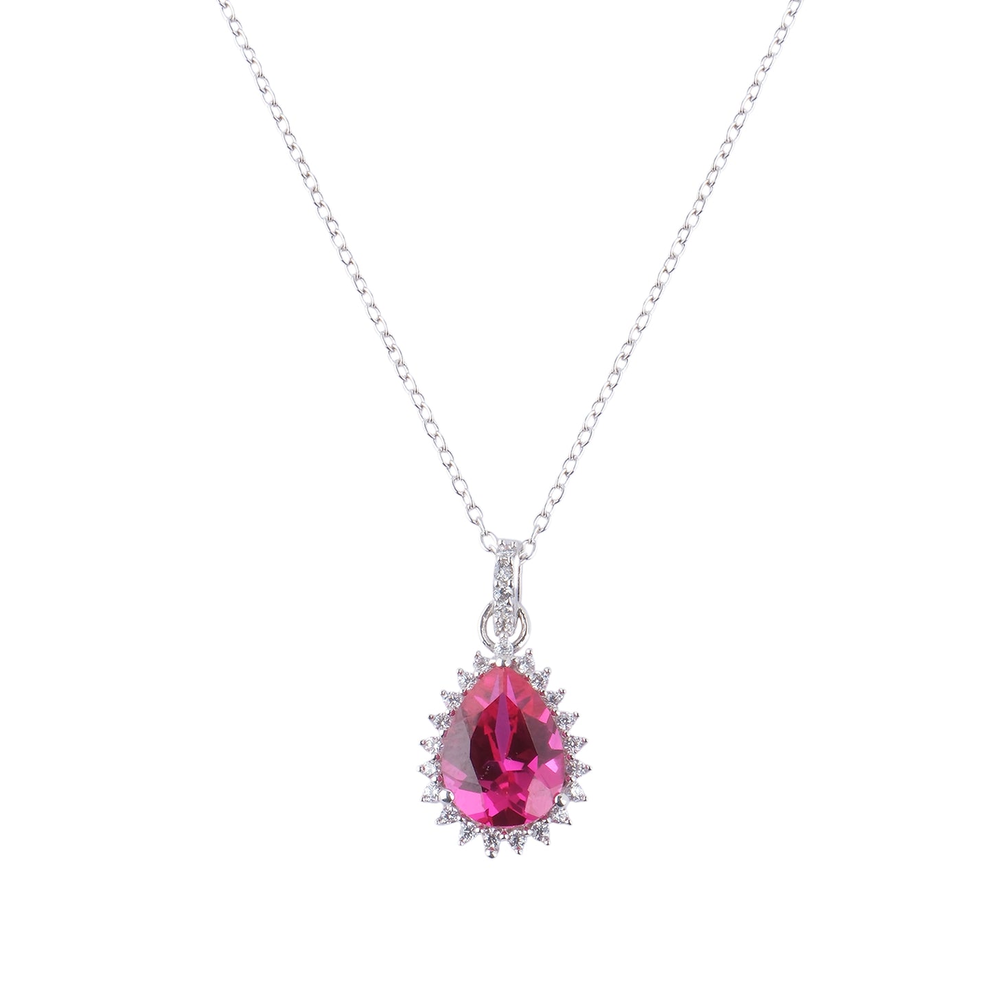 Silver Priya Pear Pendant Necklace