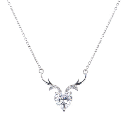 Silver Divine Deer Pendant Necklace
