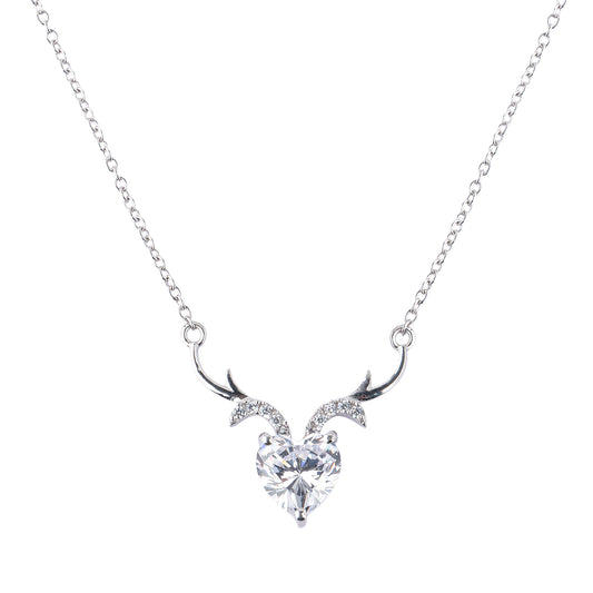 Silver Divine Deer Pendant Necklace