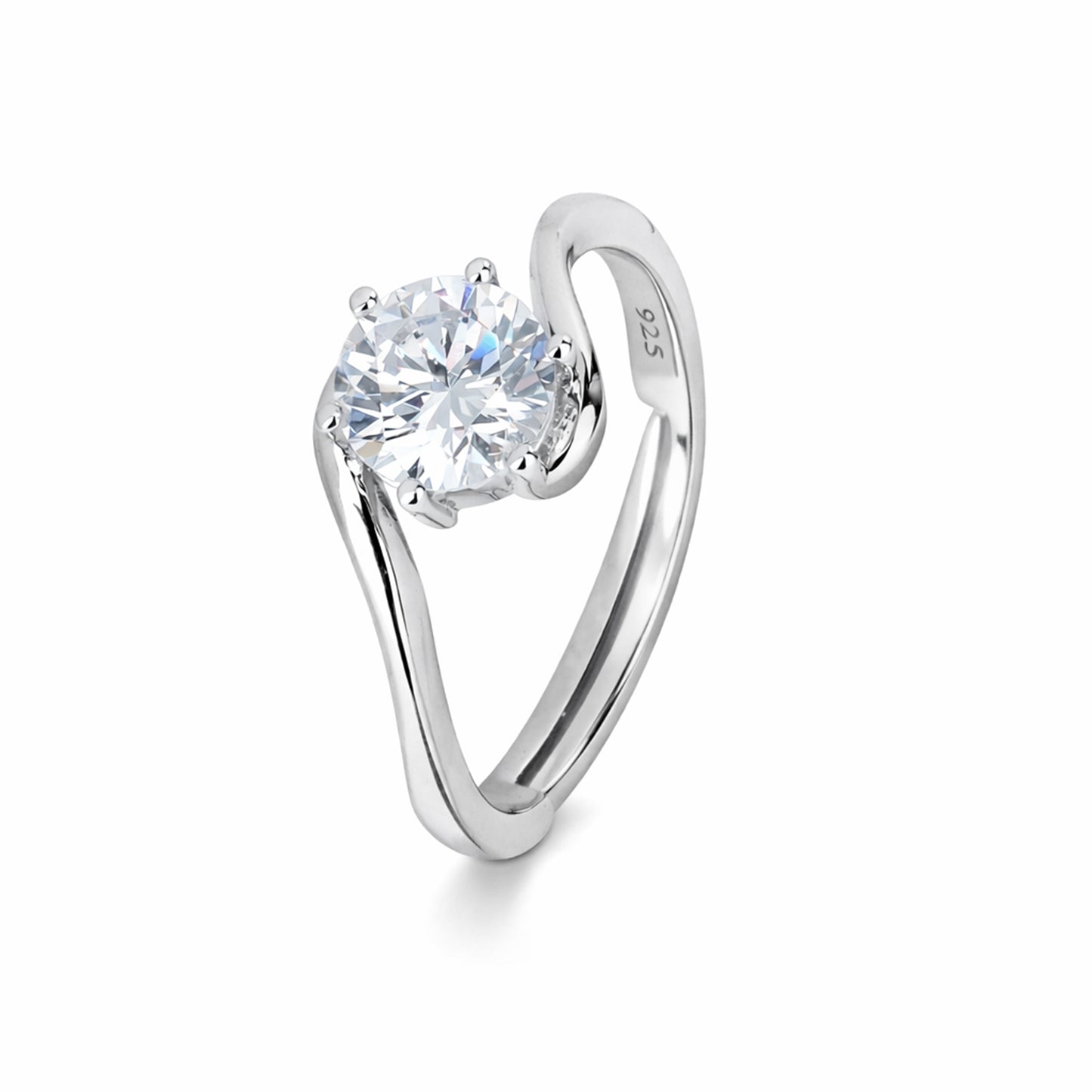 Silver Aerial Solitaire Ring