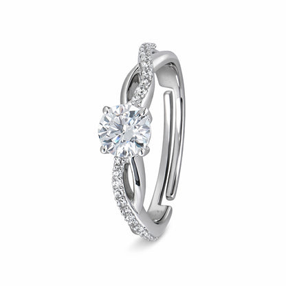 Silver Aura Solitaire Ring