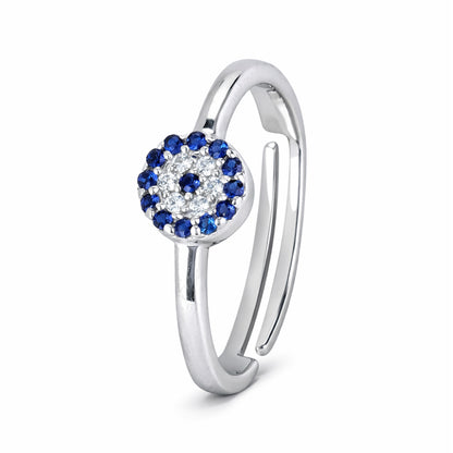 Silver Evil Eye Charm Ring