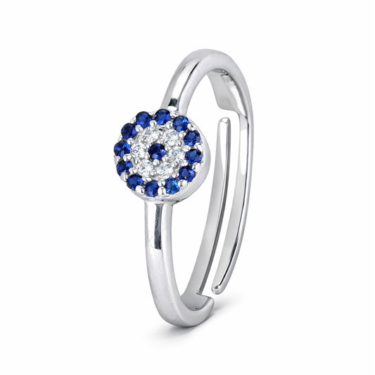 Silver Evil Eye Charm Ring