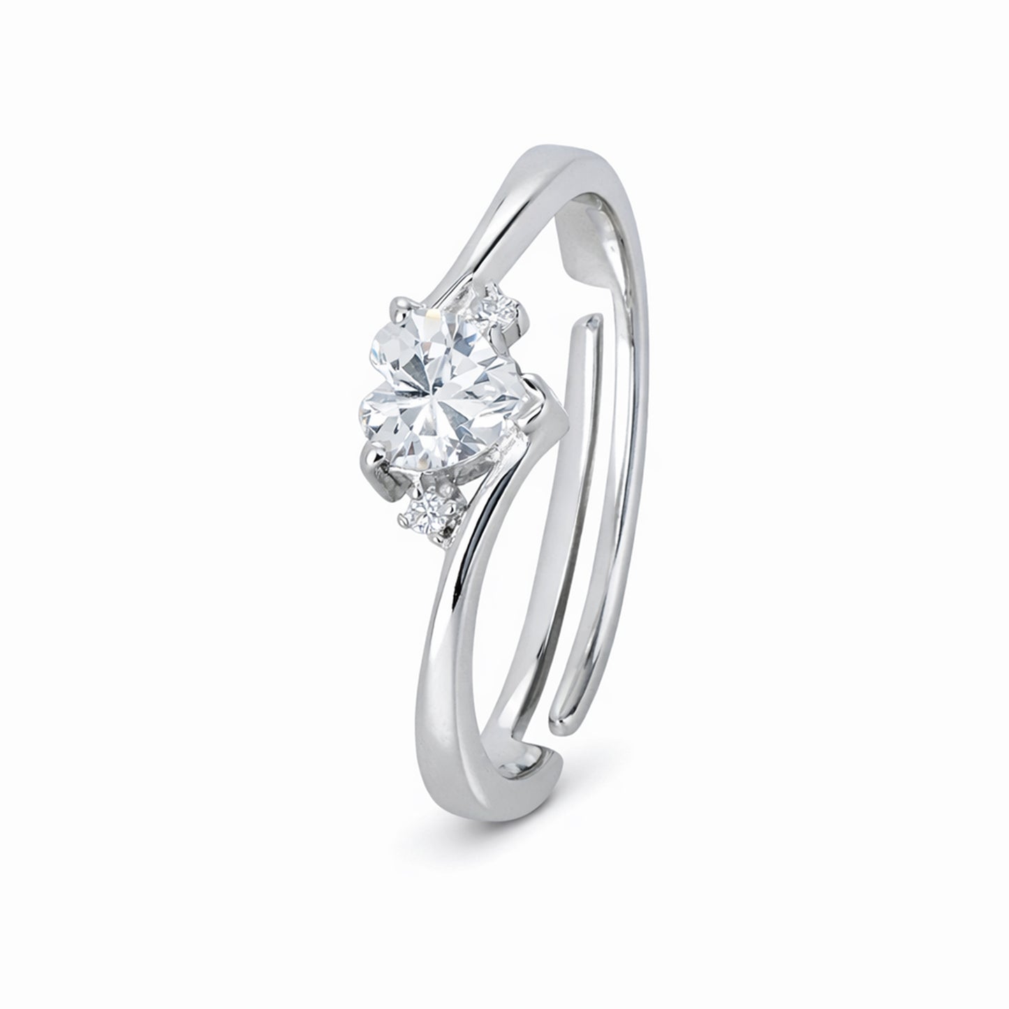 Silver Heart Solitaire Ring