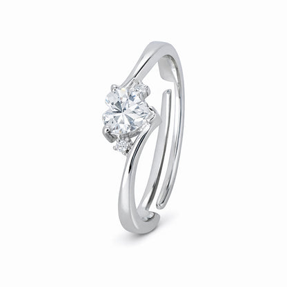Silver Heart Solitaire Ring