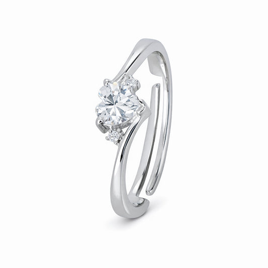 Silver Heart Solitaire Ring