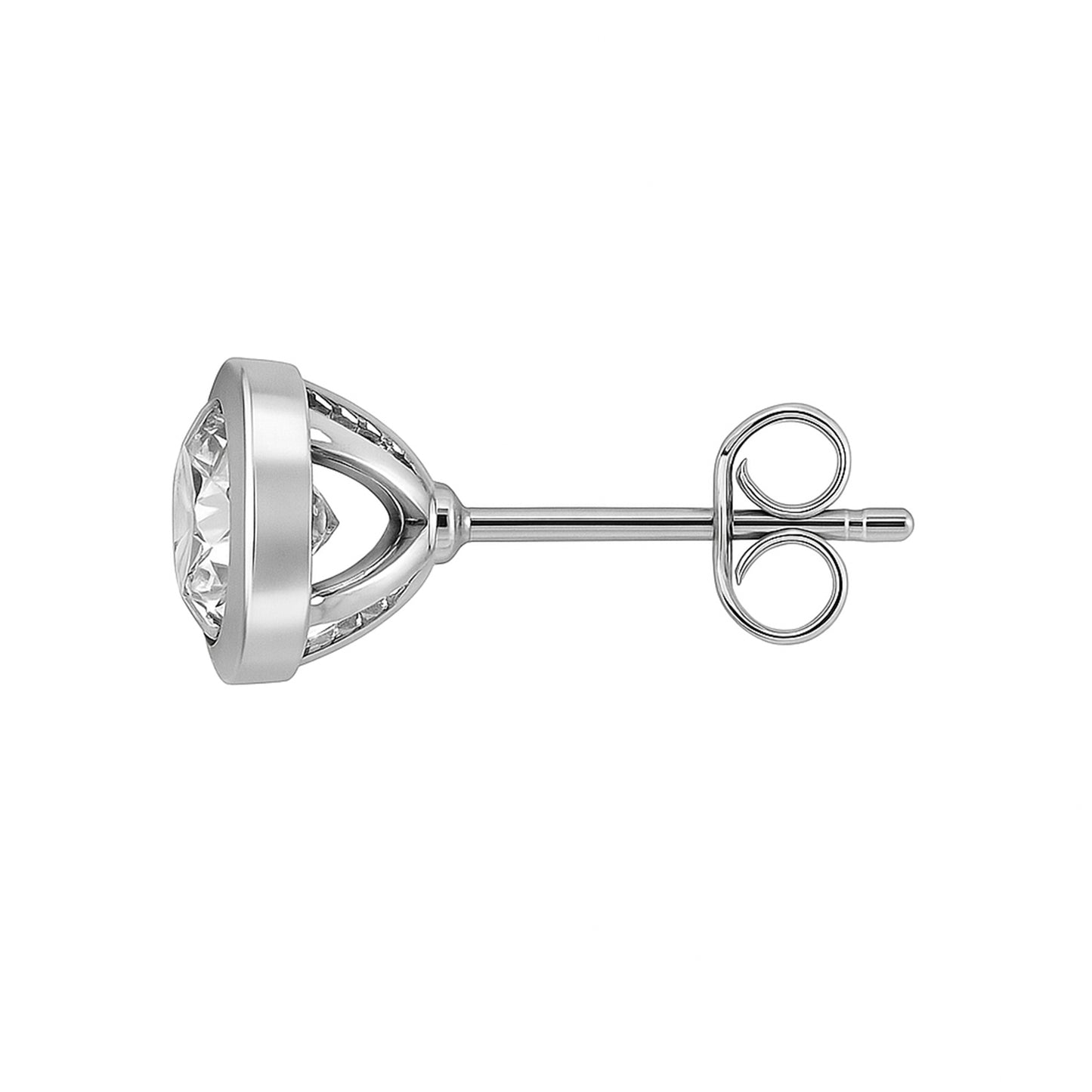 Silver Solitaire Bezel Stud Earring