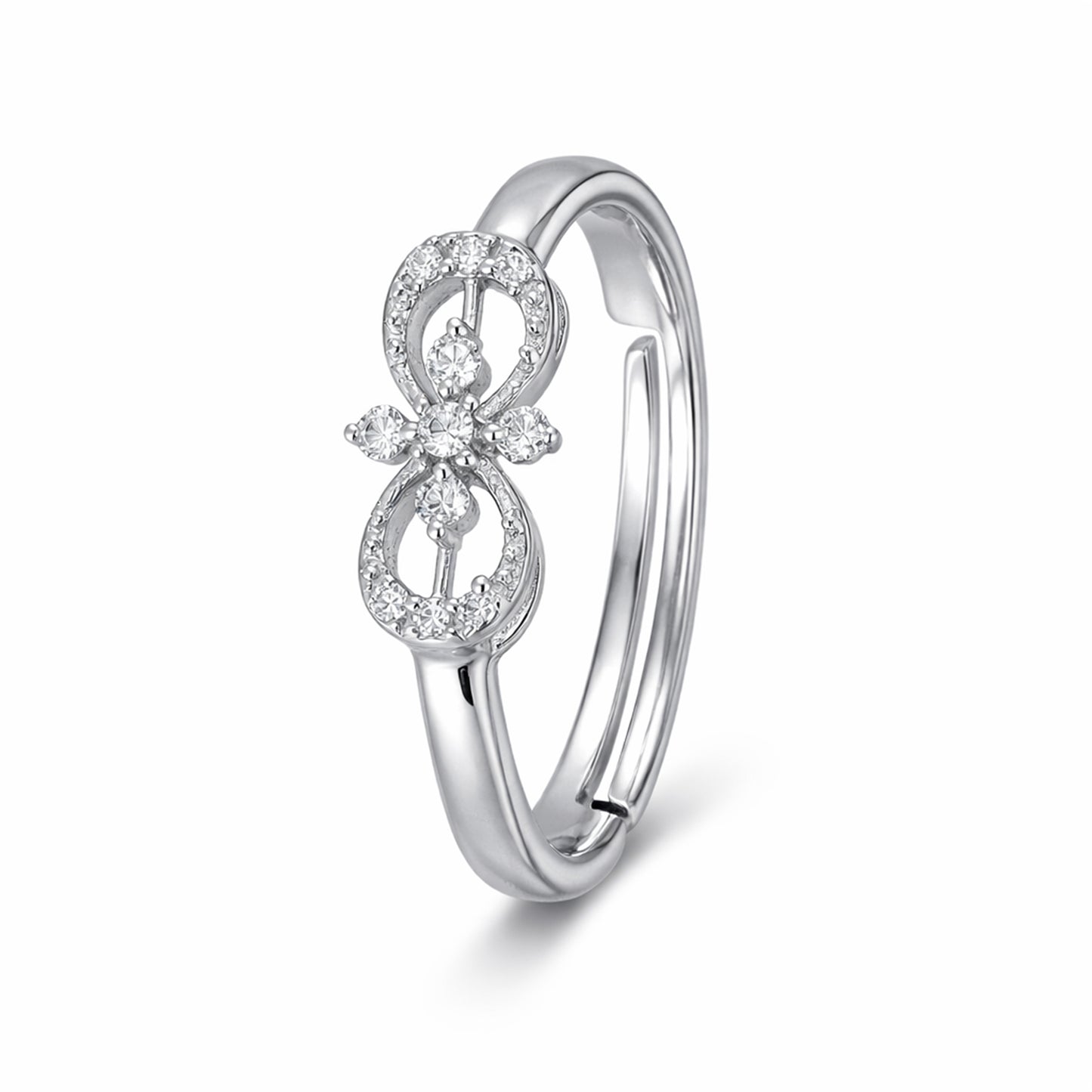 Silver infinity floral Ring