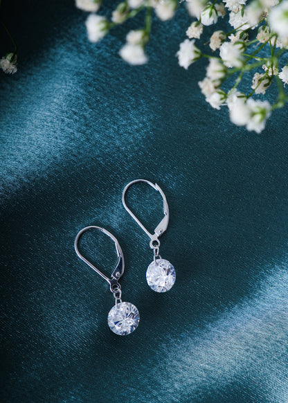 Silver Siya Solitaire Drop Earring