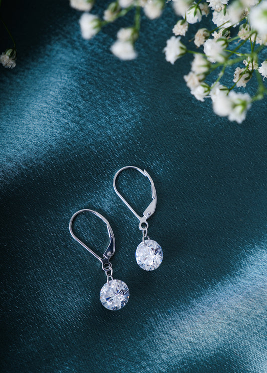 Silver Siya Solitaire Drop Earring