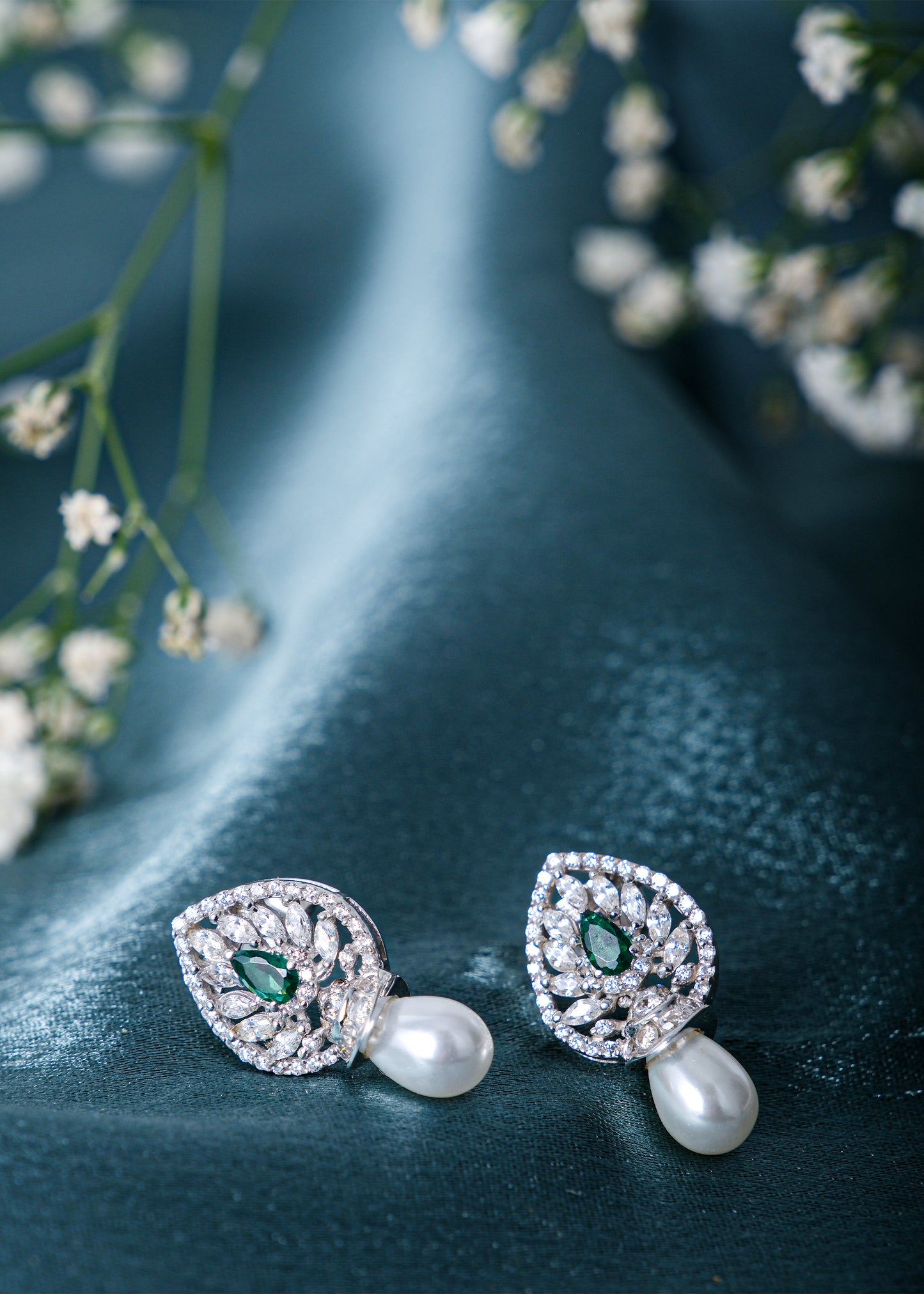 Silver Stud Pearl Drop Earring