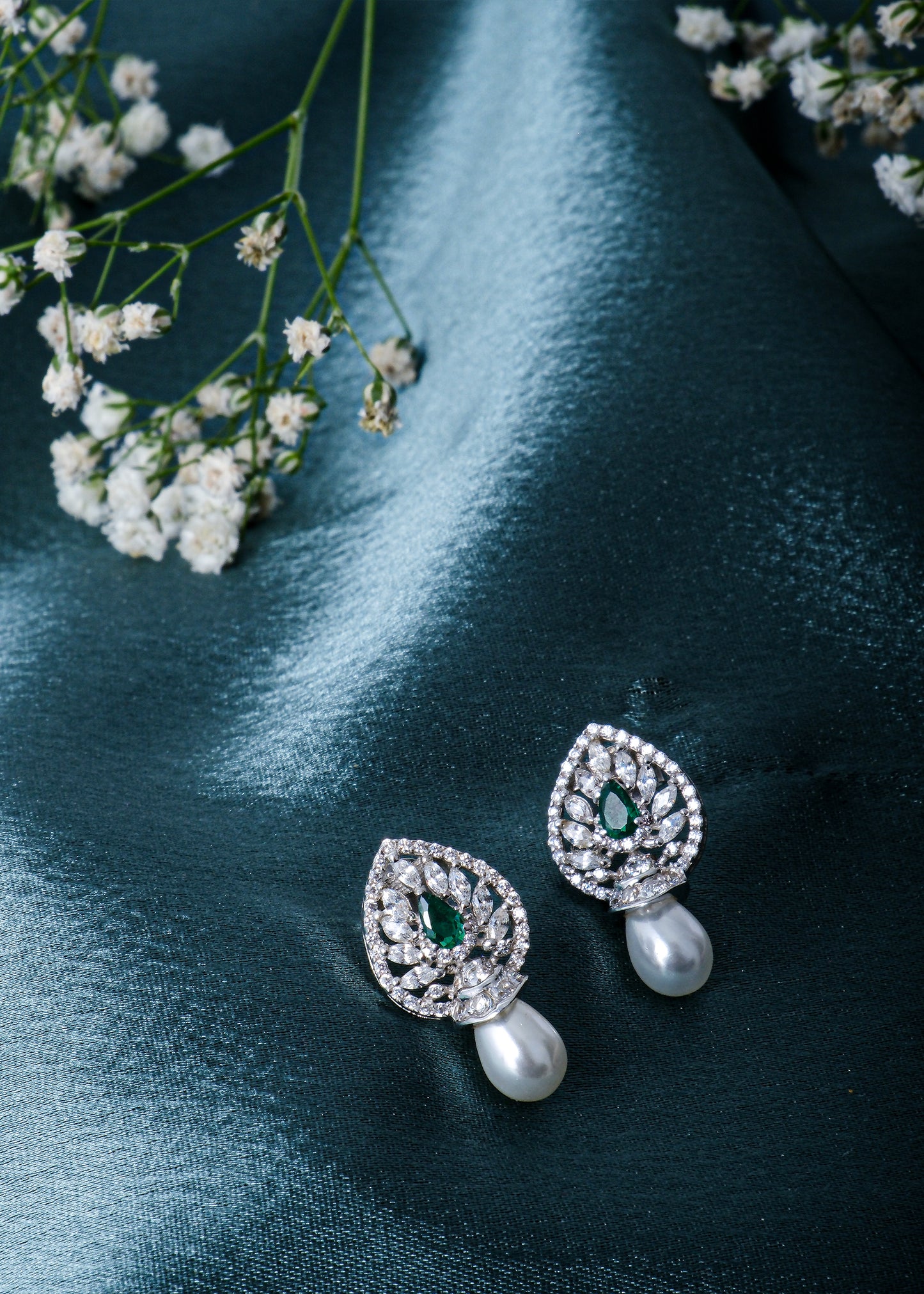 Silver Stud Pearl Drop Earring