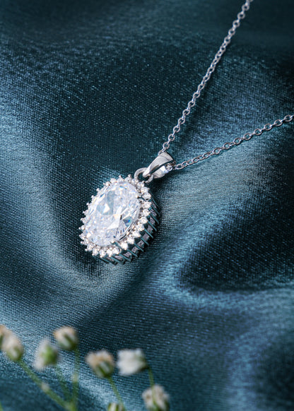 Silver Myra Mirror Solitaire Pendant Necklace