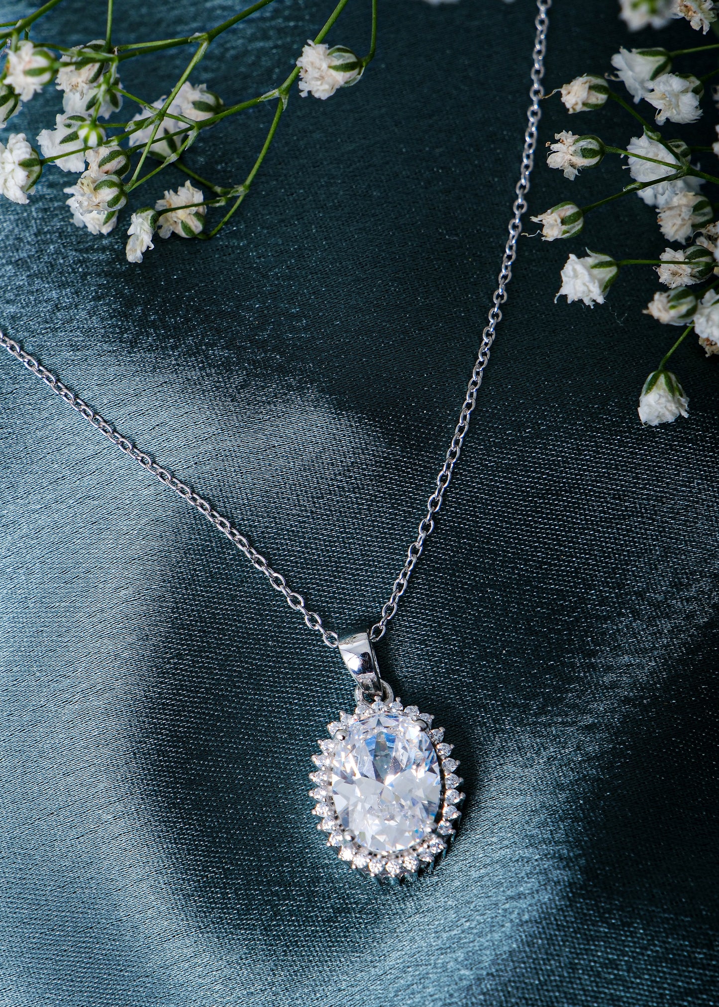 Silver Myra Mirror Solitaire Pendant Necklace