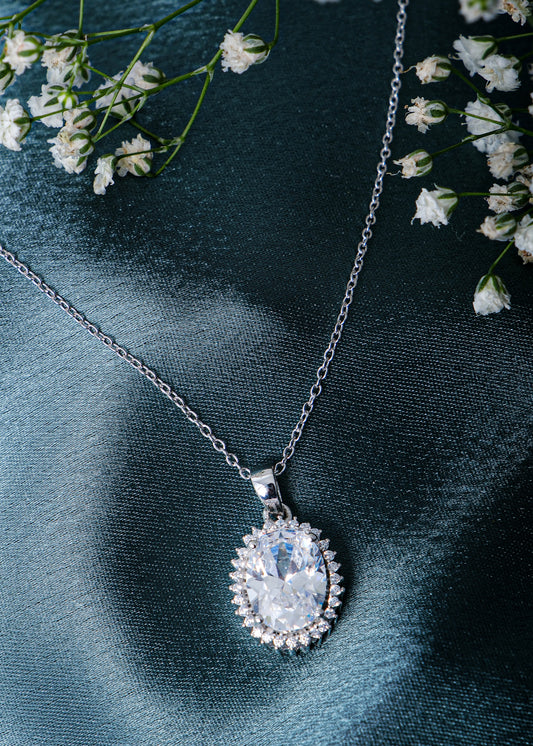 Silver Myra Mirror Solitaire Pendant Necklace