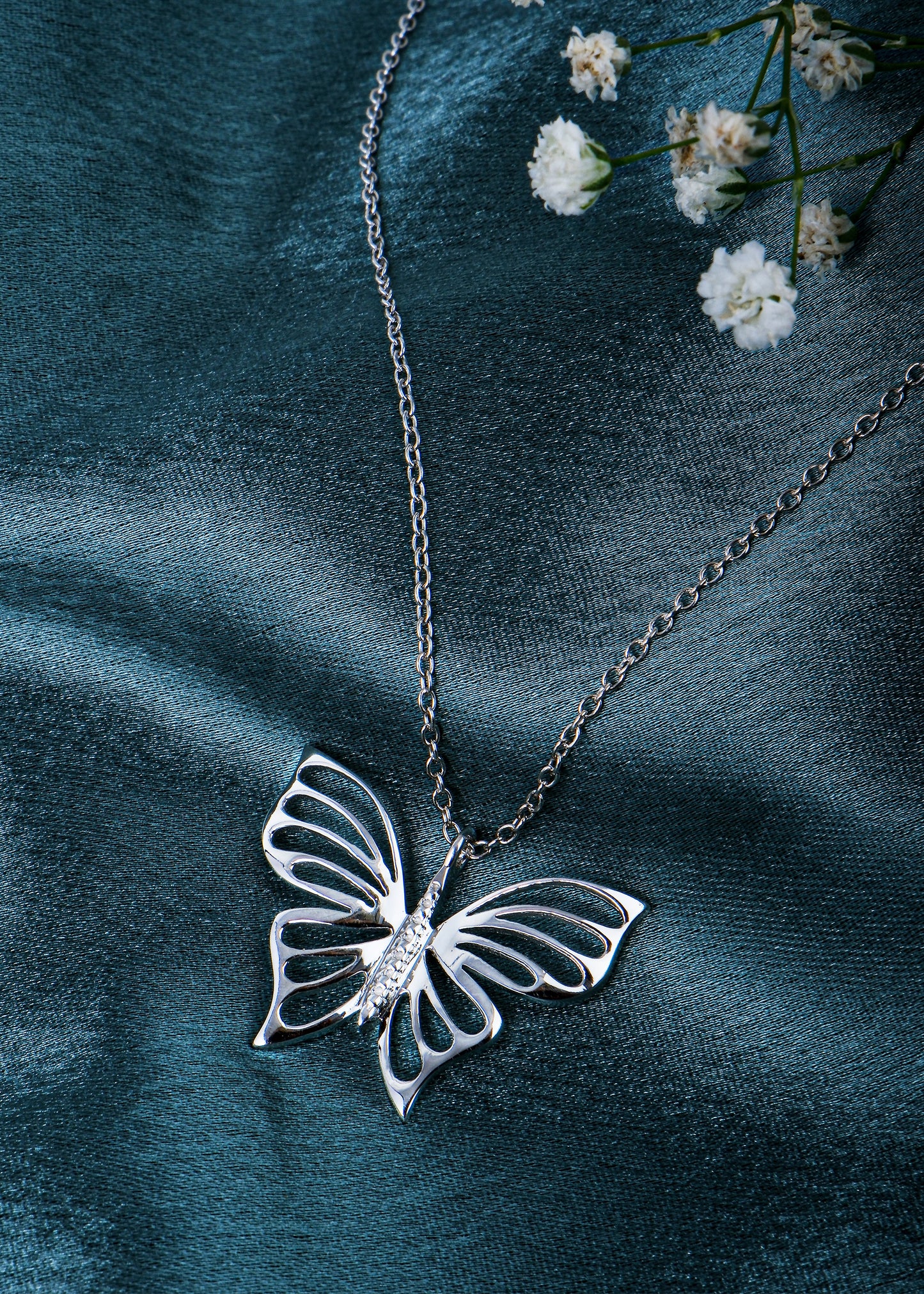 Silver Butterfly Pendant Necklace