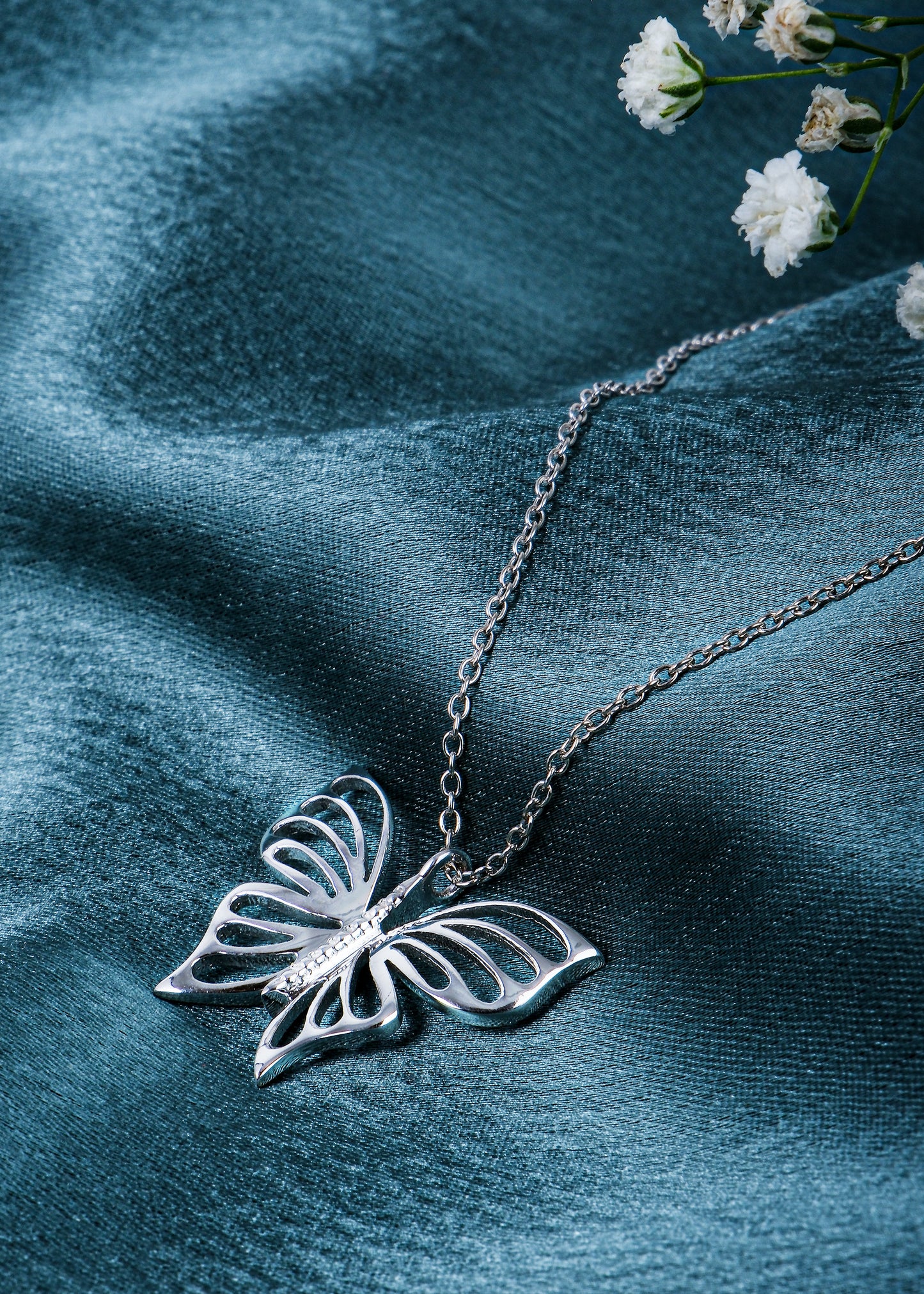 Silver Butterfly Pendant Necklace