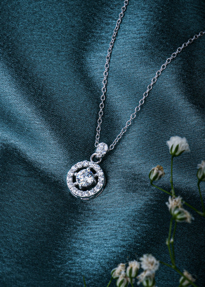 Silver Hanna Halo Solitaire Necklace