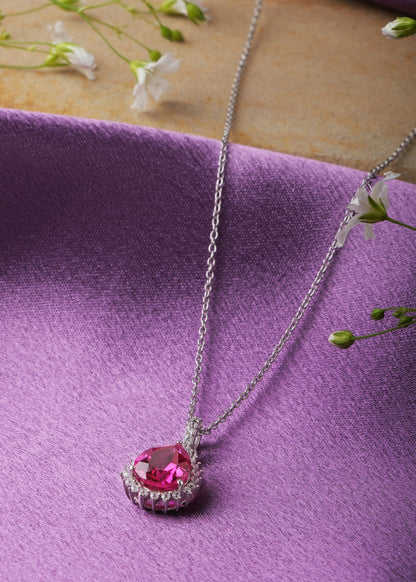 Silver Priya Pear Pendant Necklace