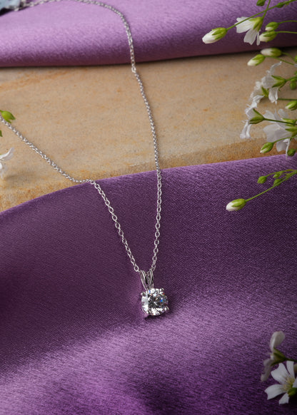 Silver Classic Solitaire Necklace