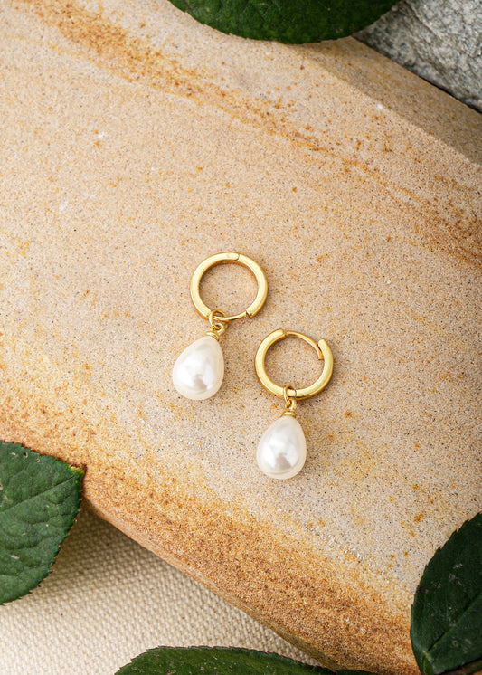 Silver Angel Pearl Drop Bali Earring