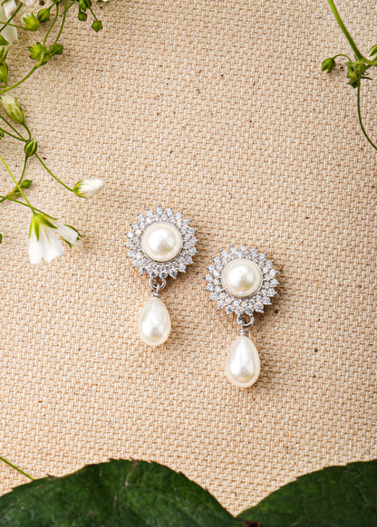 Silver Krishna Pearl Drop Bali Earring