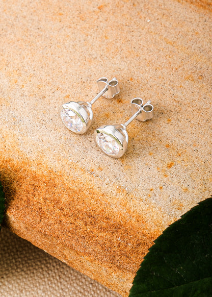 Silver Solitaire Bezel Stud Earring