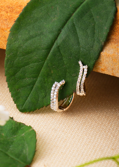 Silver Roza Huggie Earring