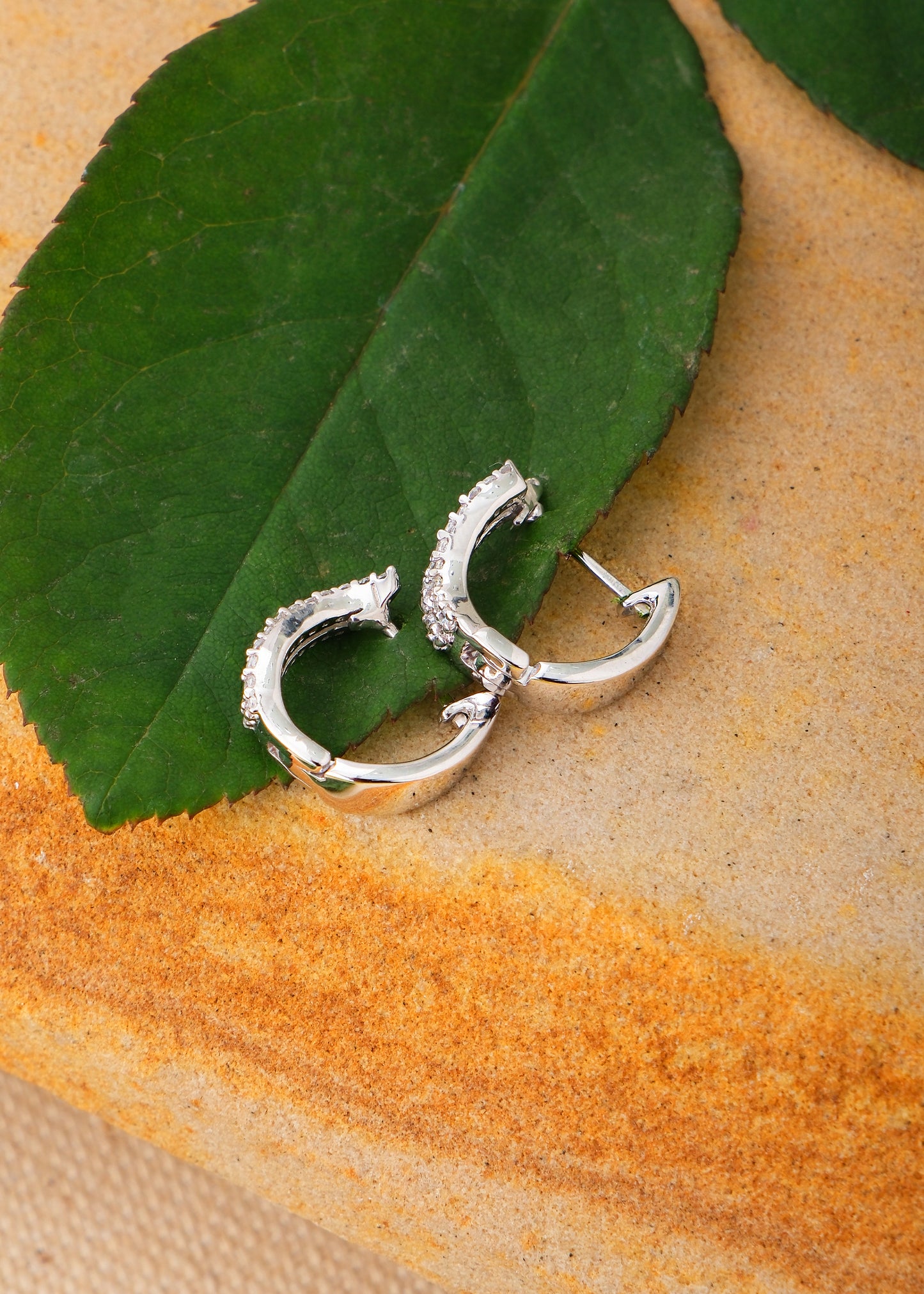 Silver Roza Huggie Earring