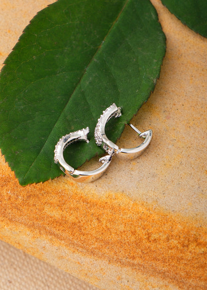 Silver Roza Huggie Earring