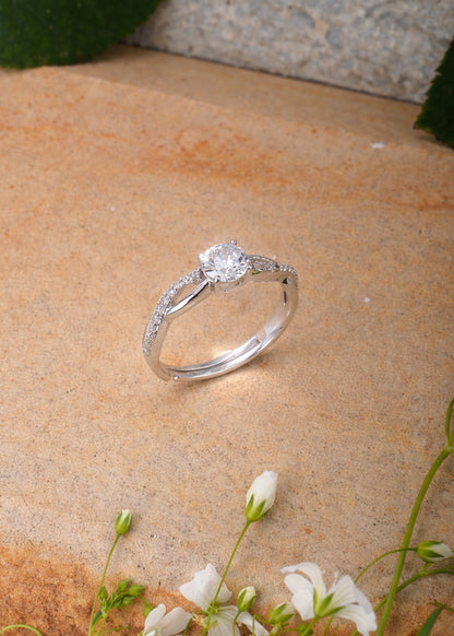 Silver Aura Solitaire Ring