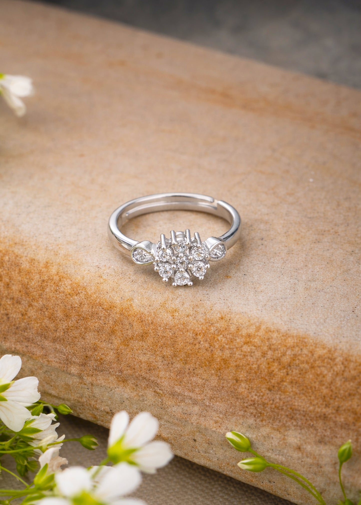 Silver Hana Floral Ring