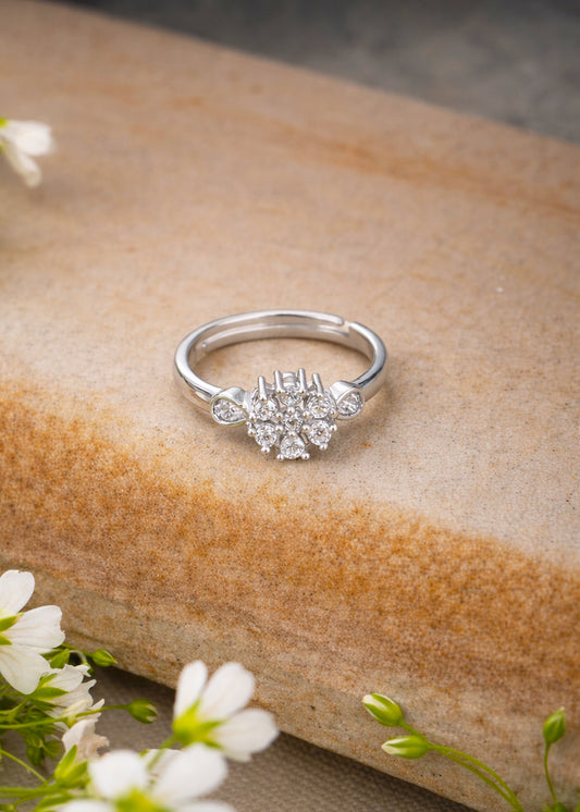 Silver Hana Floral Ring