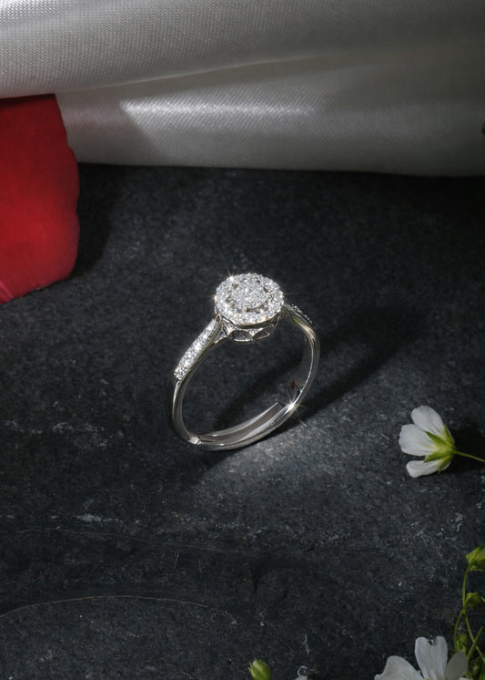 Silver Halo Dazzle Solitaire Ring