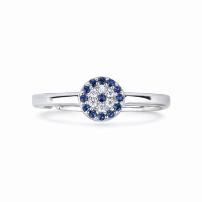 Silver Evil Eye Charm Ring