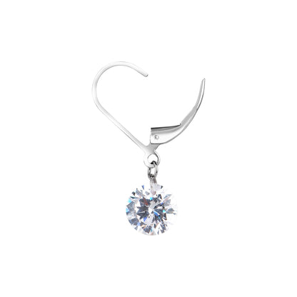Silver Siya Solitaire Drop Earring