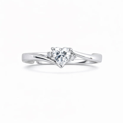 Silver Heart Solitaire Ring