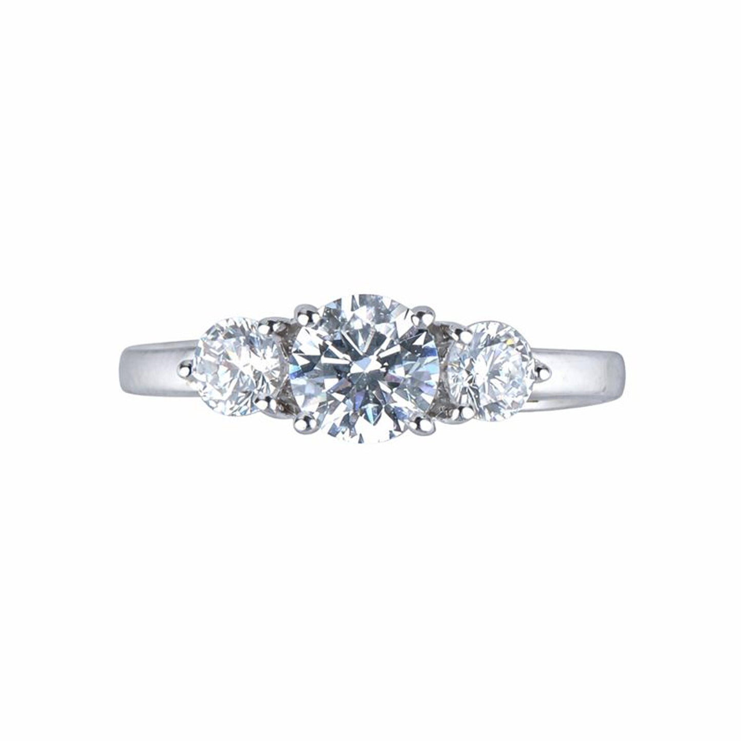 Silver Three Gems Solitaire Ring