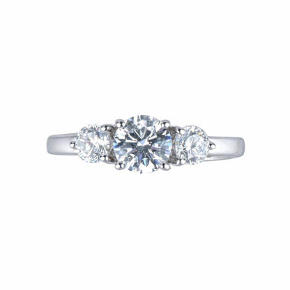 Silver Three Gems Solitaire Ring