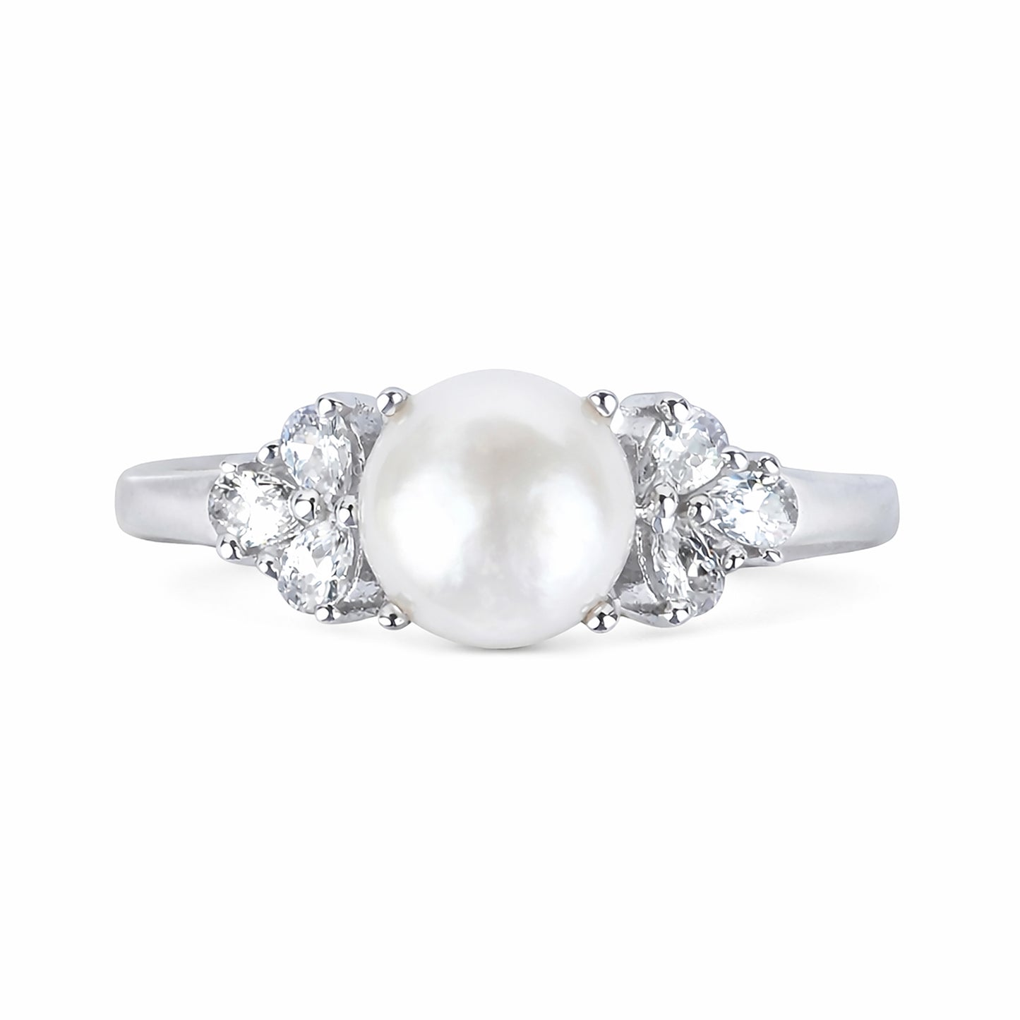 Silver Pearl Fleur Ring