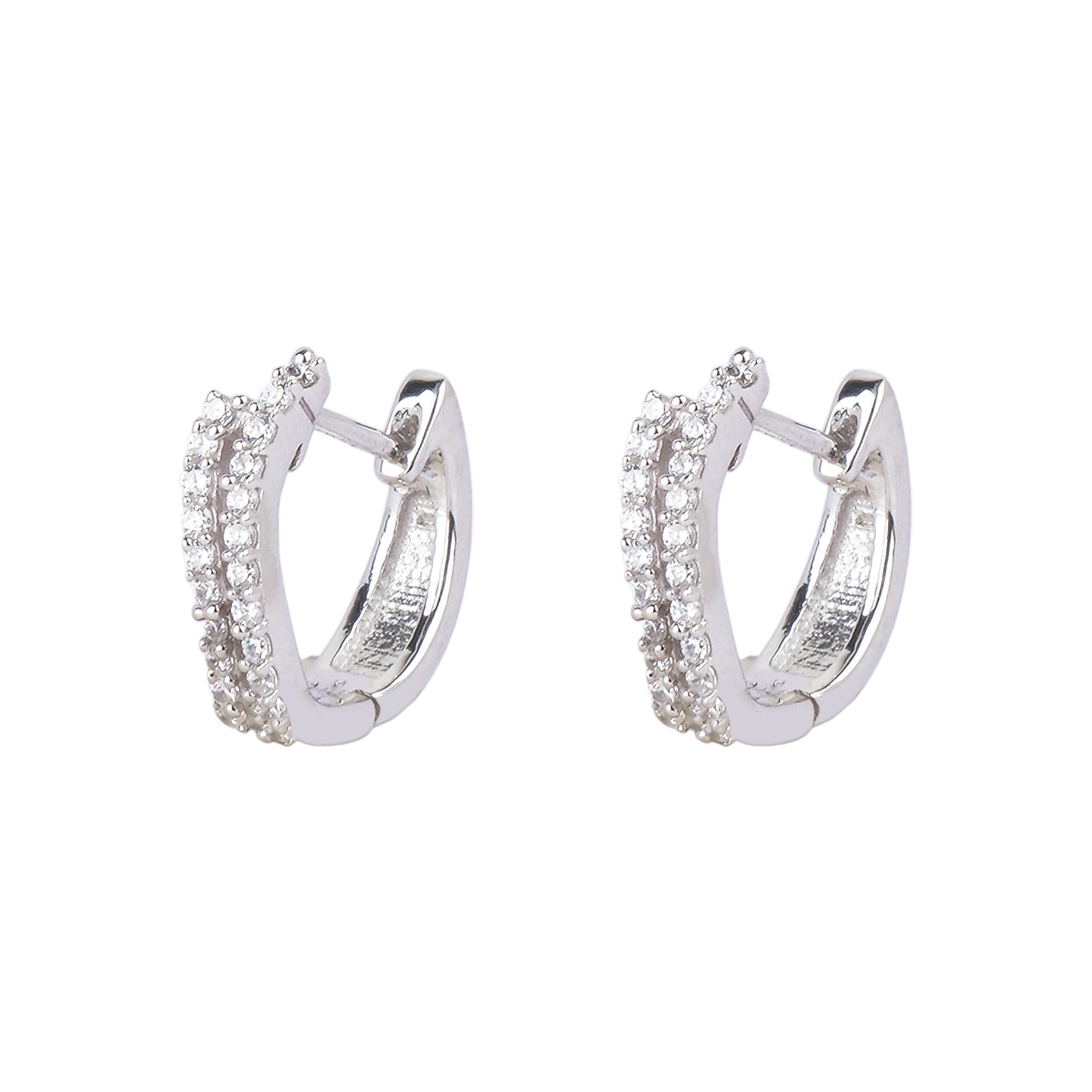 Silver Roza Huggie Earring
